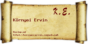 Környei Ervin névjegykártya